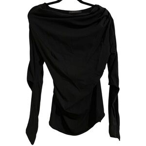 ARYA SENSE Black Long Sleeve Ruched Fabric Blouse